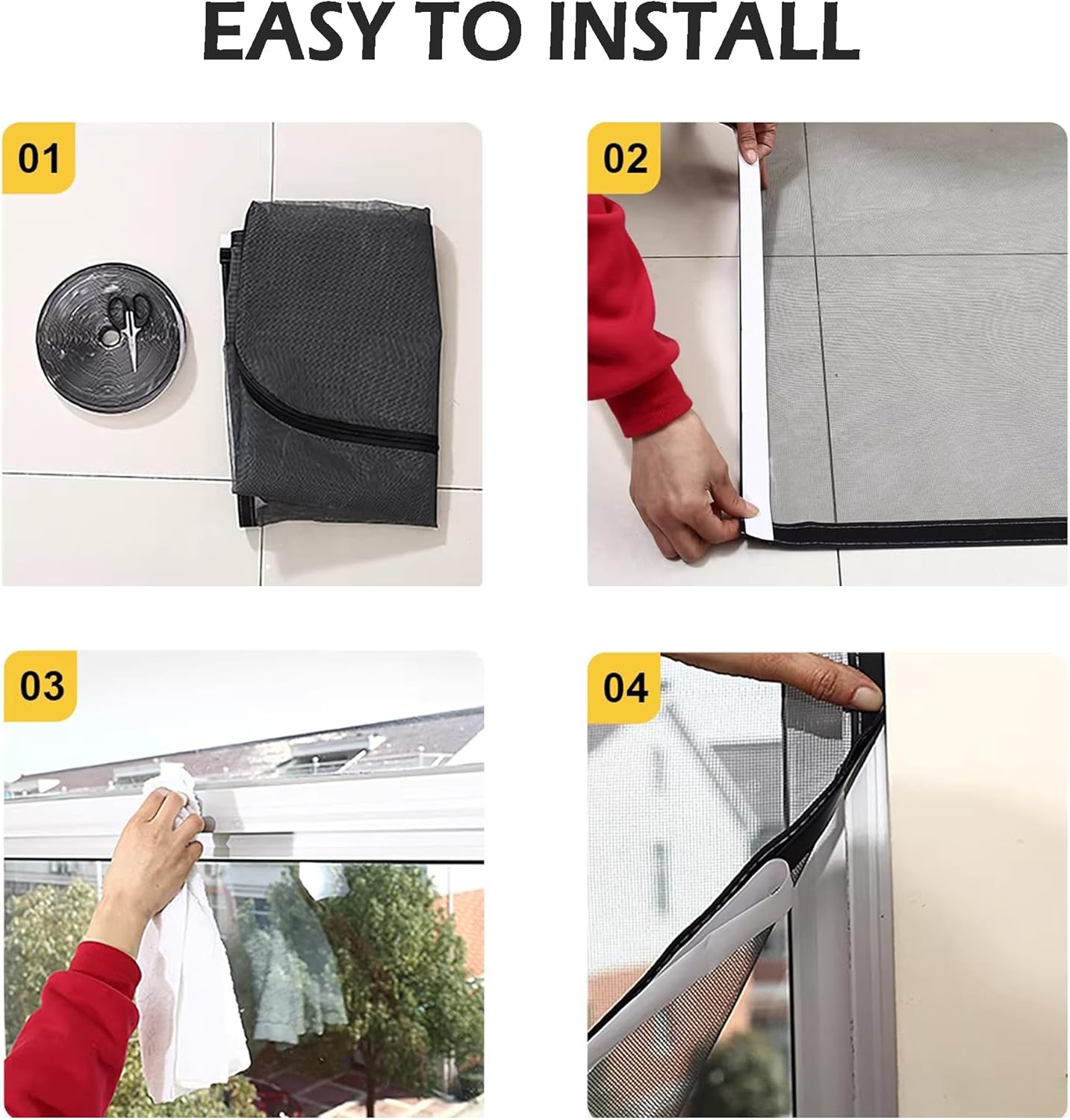 Custom Mosquito Window Screen Mesh, Polyester Self-Adhesive Cat Window Guard Screen, Cat Safety Netting, Insect Mesh Fly Bugs Net for Balcony Kitchen Patio