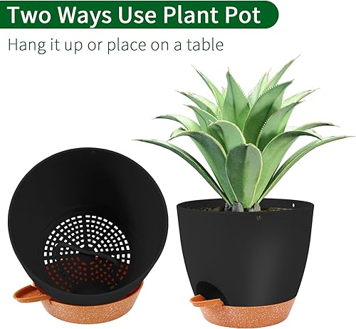 Miniatura 5 de GARDIFE Macetas colgantes para plantas de interior, maceta colgante de 8 pulgadas, maceta de riego automático, paquete de 2 macetas colgantes de
