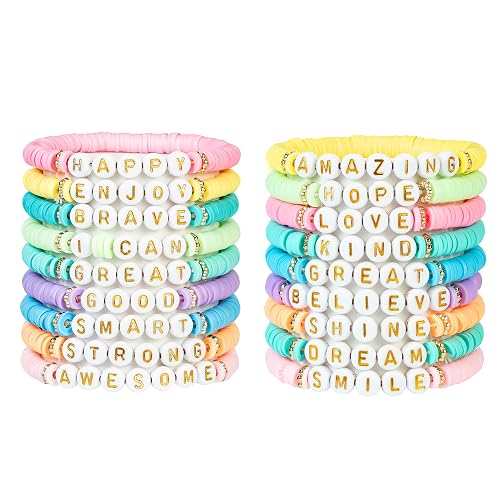 JIASHUYEYE Preppy Bracelets for Teen Girls - Stackable Boho Surfer Friendship Bracelets Set for Little Girls & Women