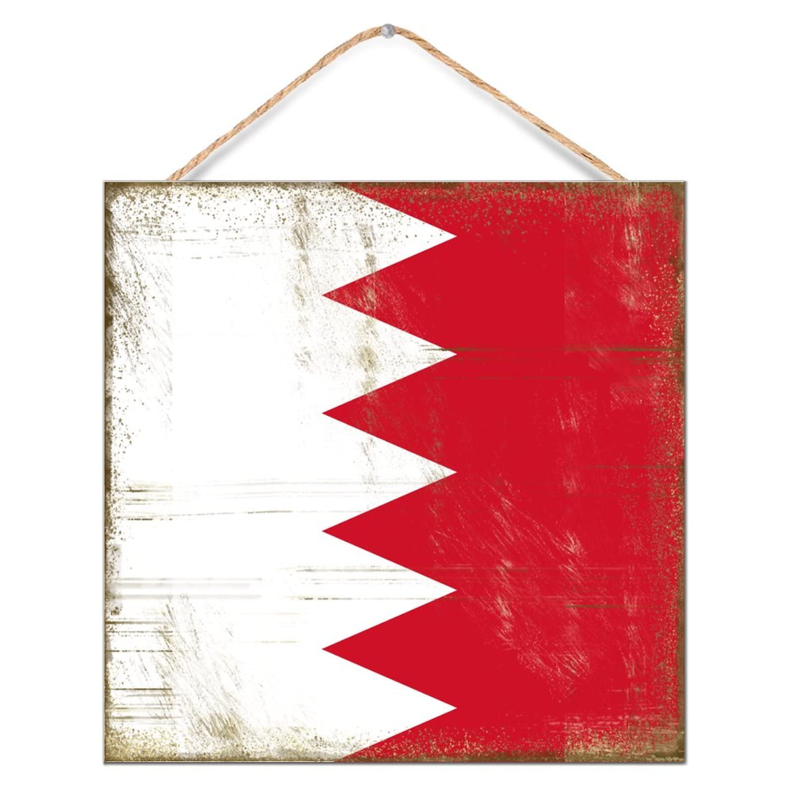 Cadeaux nautiques plaque bois Bahrein drapeau national rétro