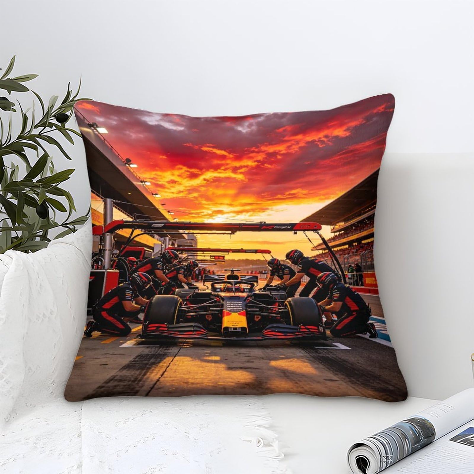 3U6C4M9K Formulaa Racing Cushion Cover, 40x40cm Decoration Pit Stop Pillow Cover Outdoor Throw Pillow Case Home Garden Decor