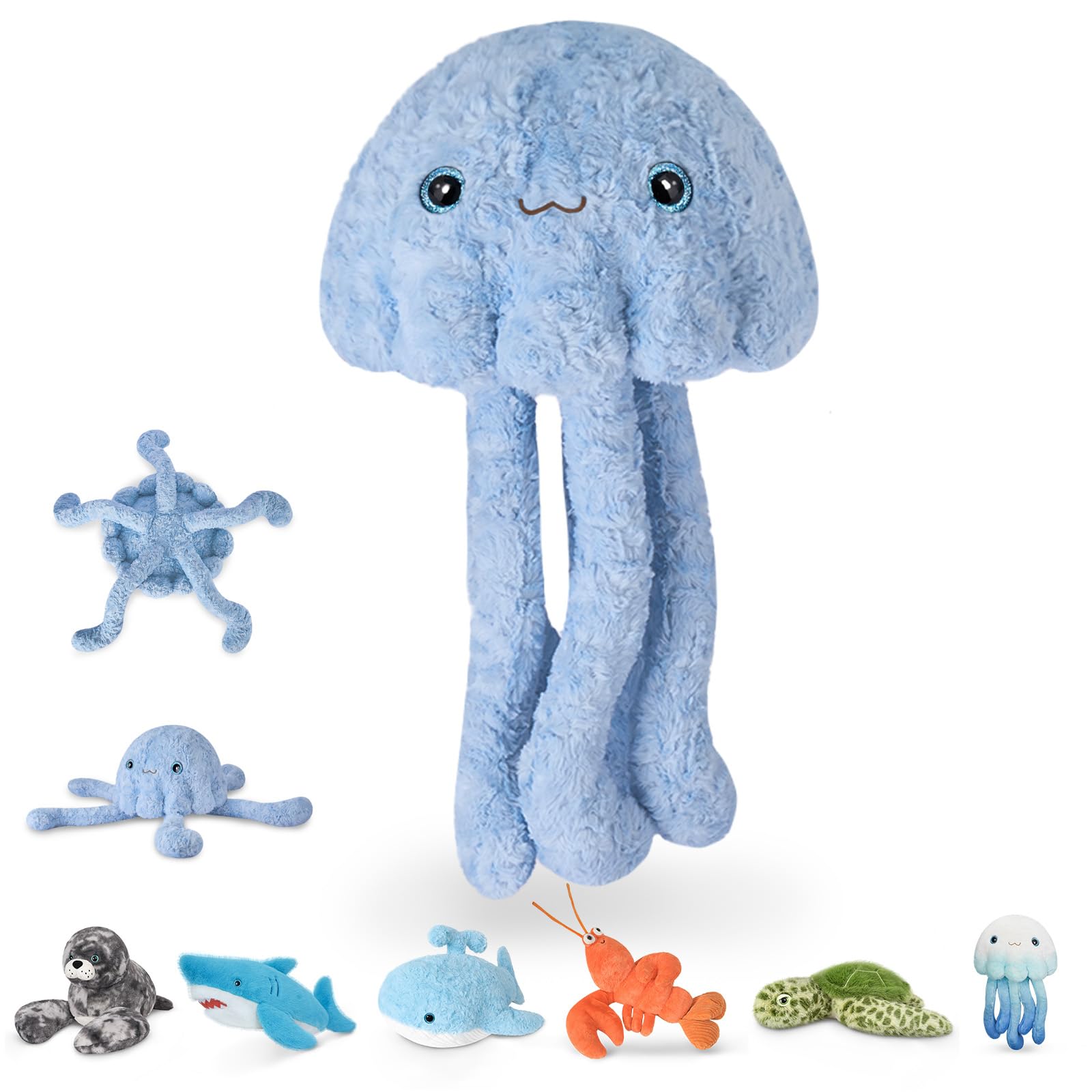 Niuniu Daddy Weighted Stuffed Animal,20 in 3.3 lb, Jellyfish Calming Plush | Heavy sensory lap pad, lying body pillow for sleeping, machine wash, huggable plushies, soothing gift for kids and adults