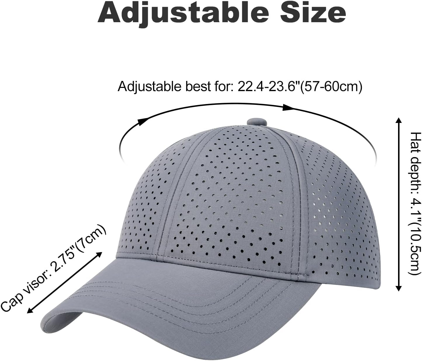 Men Summer Adjustable Performance Hat Breathable Snapback Laser Perforated Mesh Baseball Cap - Image 6