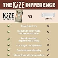 Vista 5 de KiZE Energy Bars - Barras energéticas de reemplazo de comidas con alto contenido de proteínas, a base de mantequilla de almendras, sin gluten, sin