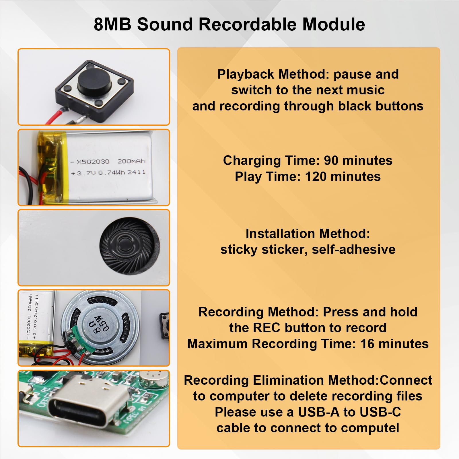 Module de Son MP3 AYWHP Module d'enregistrement Vocal Musical DIY avec Haut Parleur,Batterie pour des Cartes de vœux personnalisées et des Cartes de Bricolage pour Les fêtes
