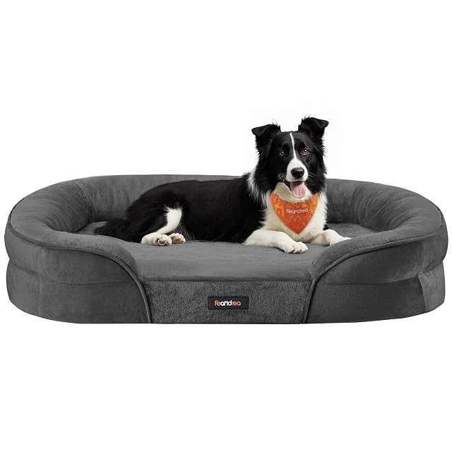 Feandrea Cama para Perros Grandes, 91 x 68 x 18 cm, Ortopédica, Espuma de Nido de Abeja