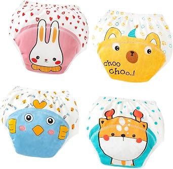4-Pack Training Pants for Boys Girls 100% Cotton, Leak-Proof & Washable, Soft Absorbent Underwear