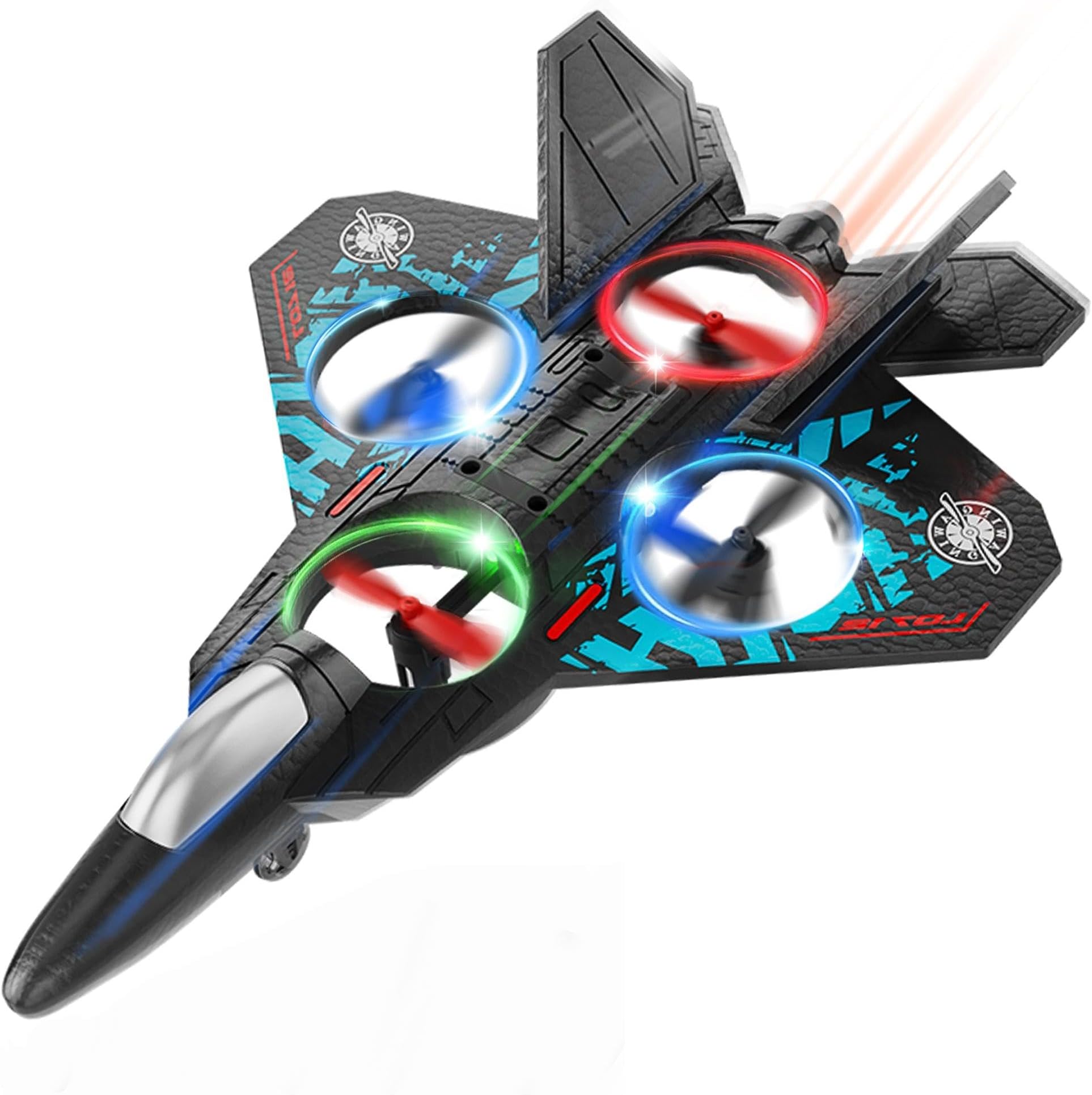 BEZGAR RC Airplane Toy for Kids, Fighter Jet with LED Lights & 360° Flip | Remote Control Plane, RC Helicopter, Altitude Hold, Dual Battery, Hollow Cup Motor, Aerial Stunts, Kids Flying Toy, Blue