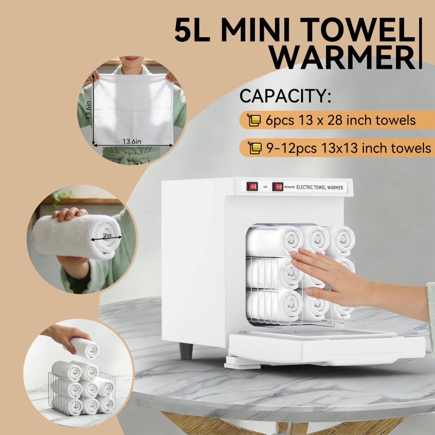 5L Mini Towel Warmer Cabinet for Spa, Salon & Home Use