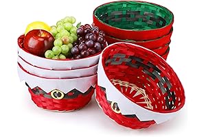 Roowest Christmas Round Bamboo Gift Baskets