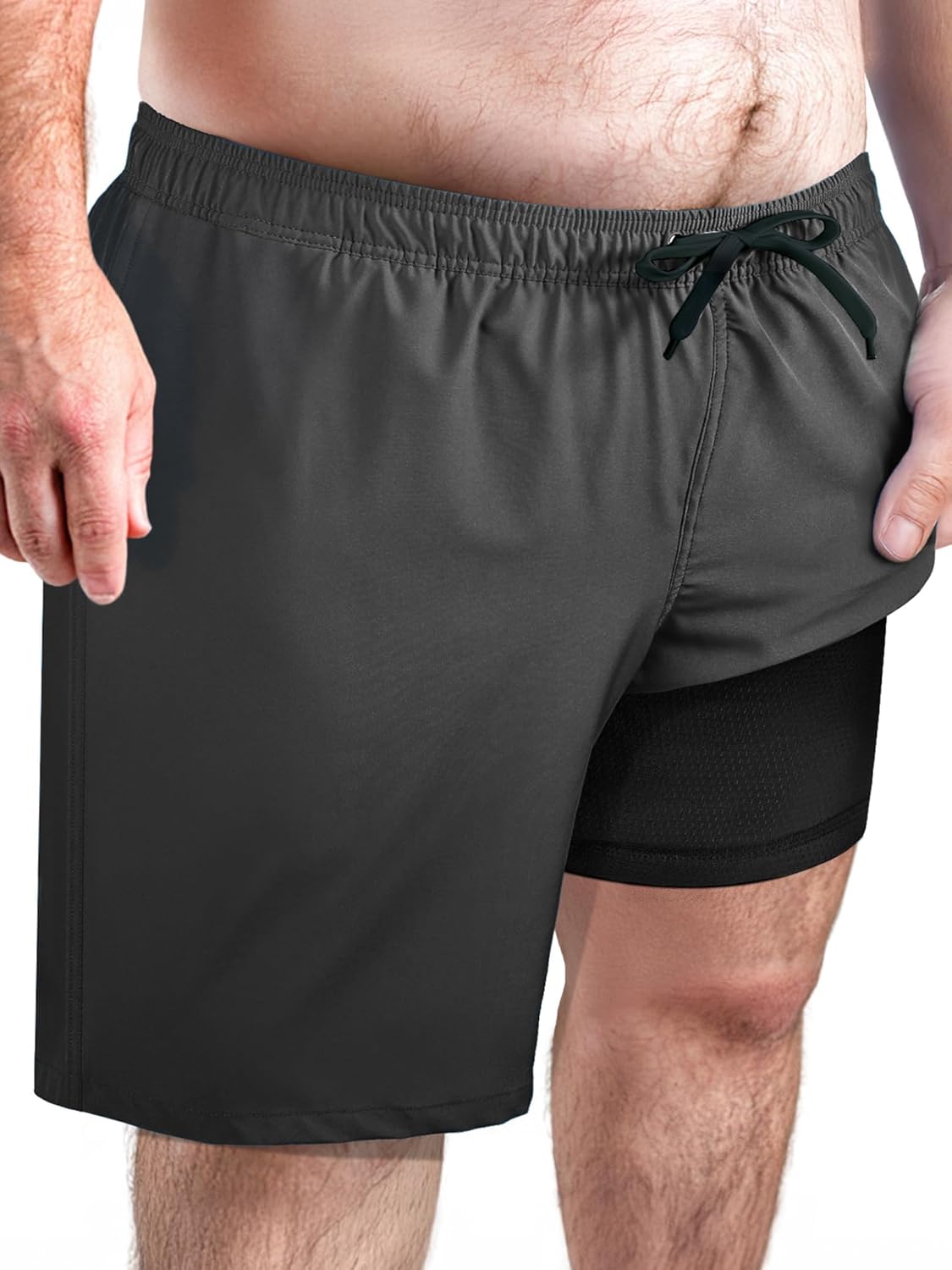 Arcweg Men's Big and Tall Swim Trunks Plus Size Swimsuit for Men with Compression Liner & Zipper Pocket