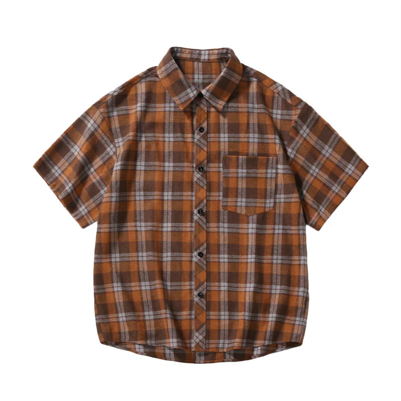 HAOLEI Tallas Grandes Camisa Hombre,Camisetas Manga Corta Hombre de Solapa con Botones Ocio Camisa Cuadros Hombre de Bolsillo Frontal Suelta Camiseta Hombre para Verano en Distintos Colores
