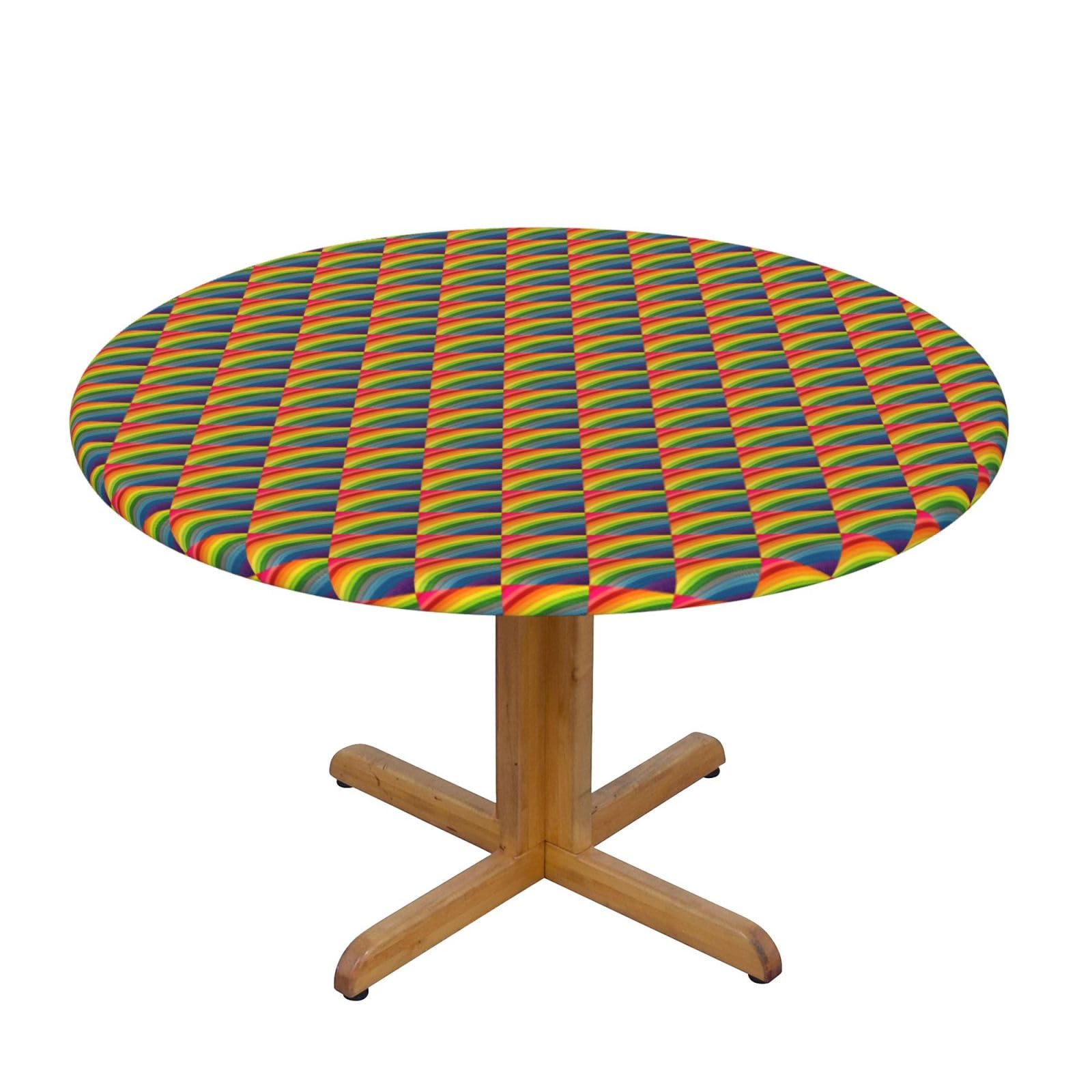Nappe ronde arc-en-ciel pour fête de mariage et repas estival en extérieur