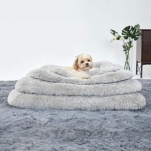 Miniatura 8 de ANWA Cama para perros tamaño mediano, cojín lavable para caja de perro, almohadilla para caja de perro, perros grandes Camello,Gris,Gris claro