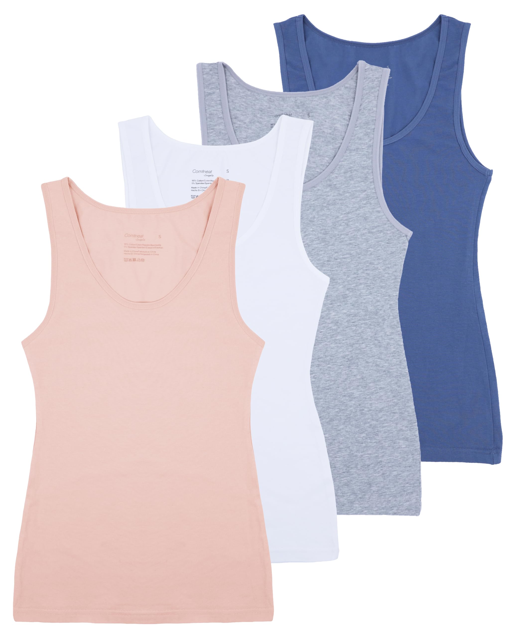 Women's 4-Pack Slim-Fit Tanks Casual Comfy Tops