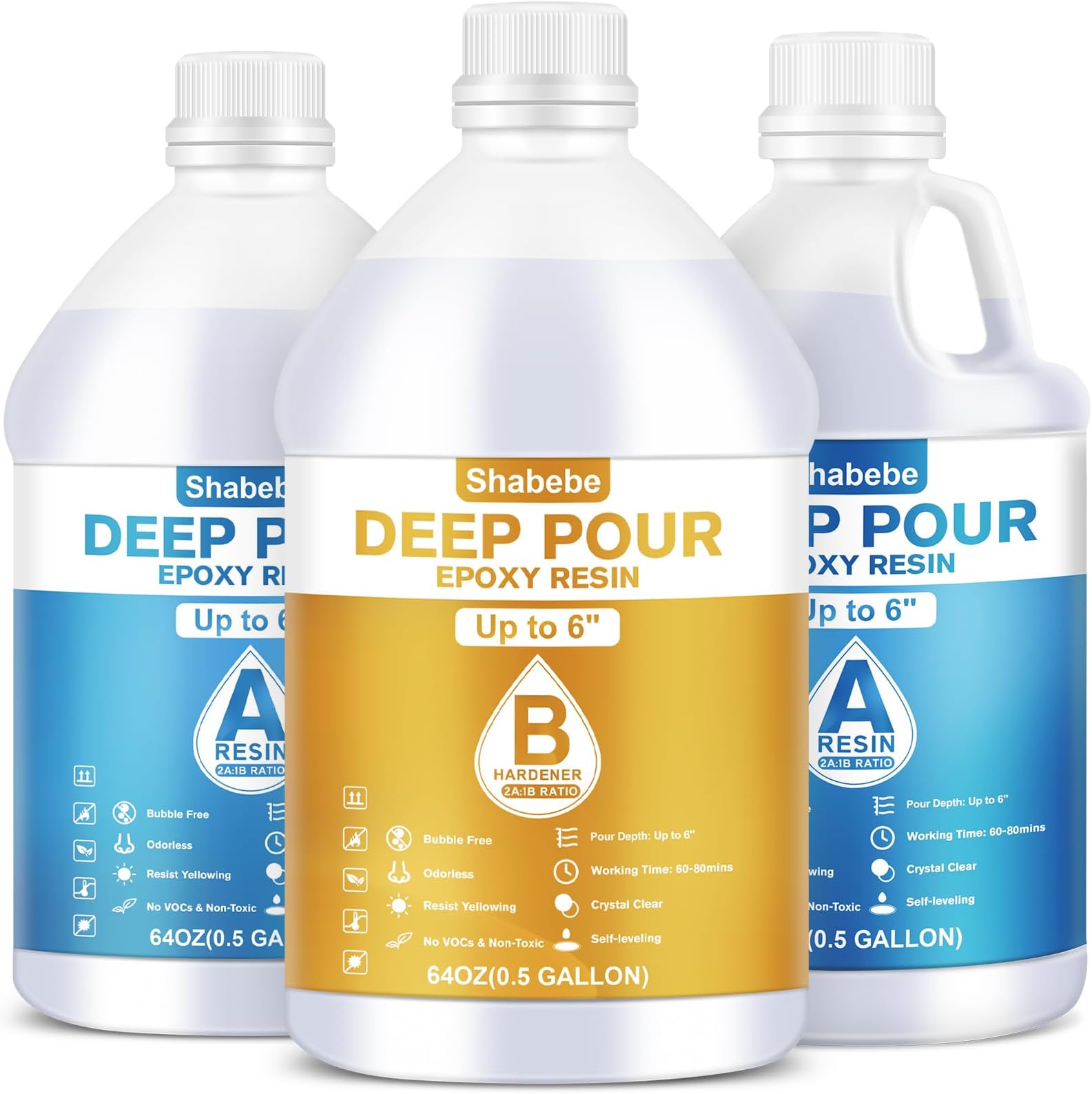 Deep Pour Epoxy Resin 1.5 Gallon [New VRESION], Up to 6" Pour Depths Epoxy Resin, Bubble Free & Super-Gloss Flow Casting Resin, UV Resistant Epoxy for Wood Table, River Table, Countertops