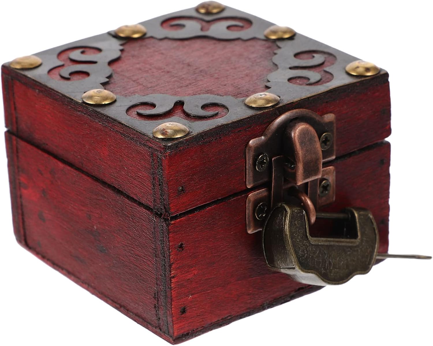Wooden Box with Lock And Key Vintage Wooden Storage Box