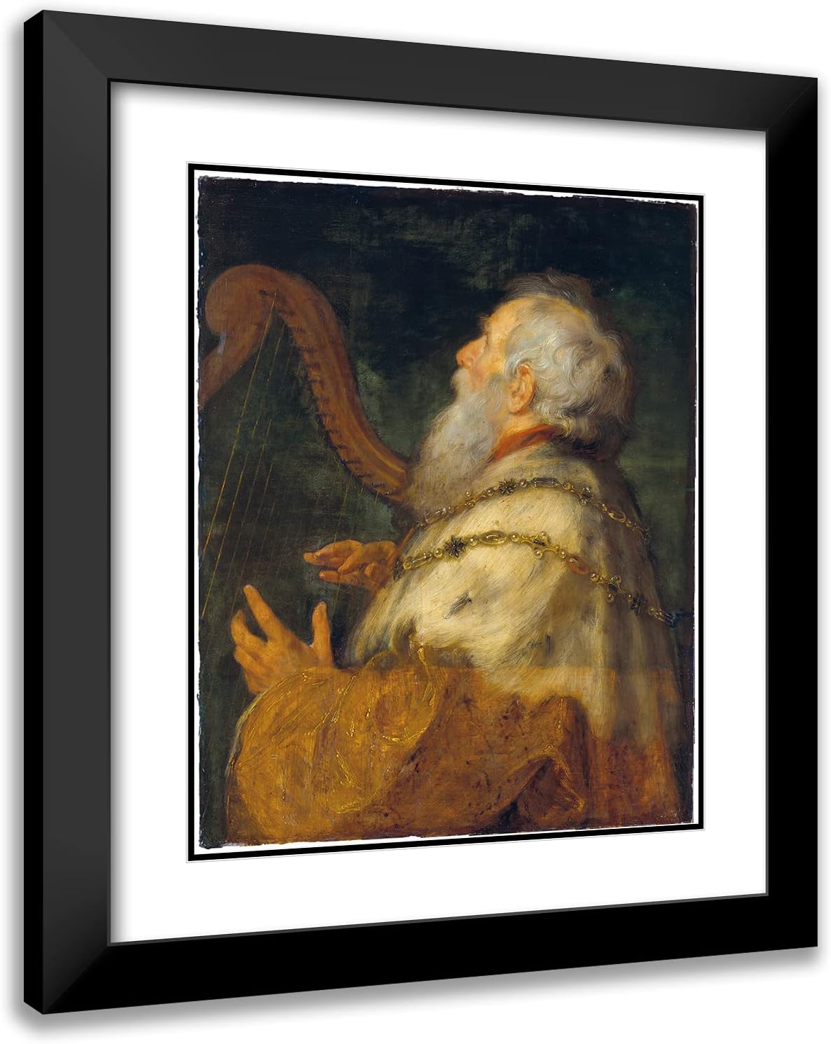 ArtDirect Peter Paul Rubens 15x18 Black Modern Frame and Double Matted Museum Art Print Titled - King David Playing the Harp (ca. 1616)