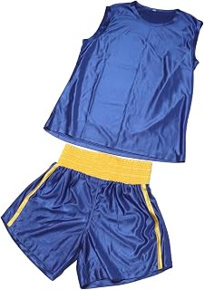 Vbestlife Kids Boxing Training Uniform, Cotton Blending Elastic Waist Training Suit Outfit for Sanda Thai, Boxing, Competition Training (Blue)