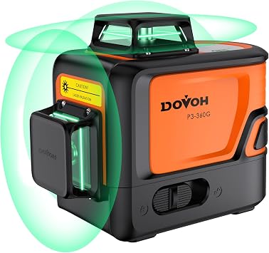 3D Laser Level Self Leveling 360, P3-360G | Durable, Dual Batteries, Green Lasers, Rechargeable, For Construction, Tiling, Contractor