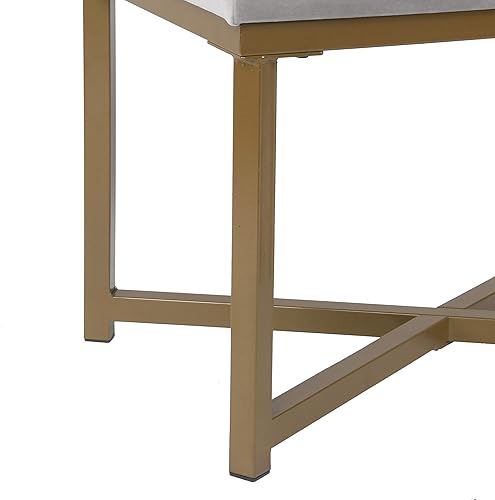 Miniatura 9 de Homepop Decoración del hogar | Banco otomano tapizado de terciopelo | Banco otomano para sala de estar y dormitorio, plateado plateado,Blanco,Negro