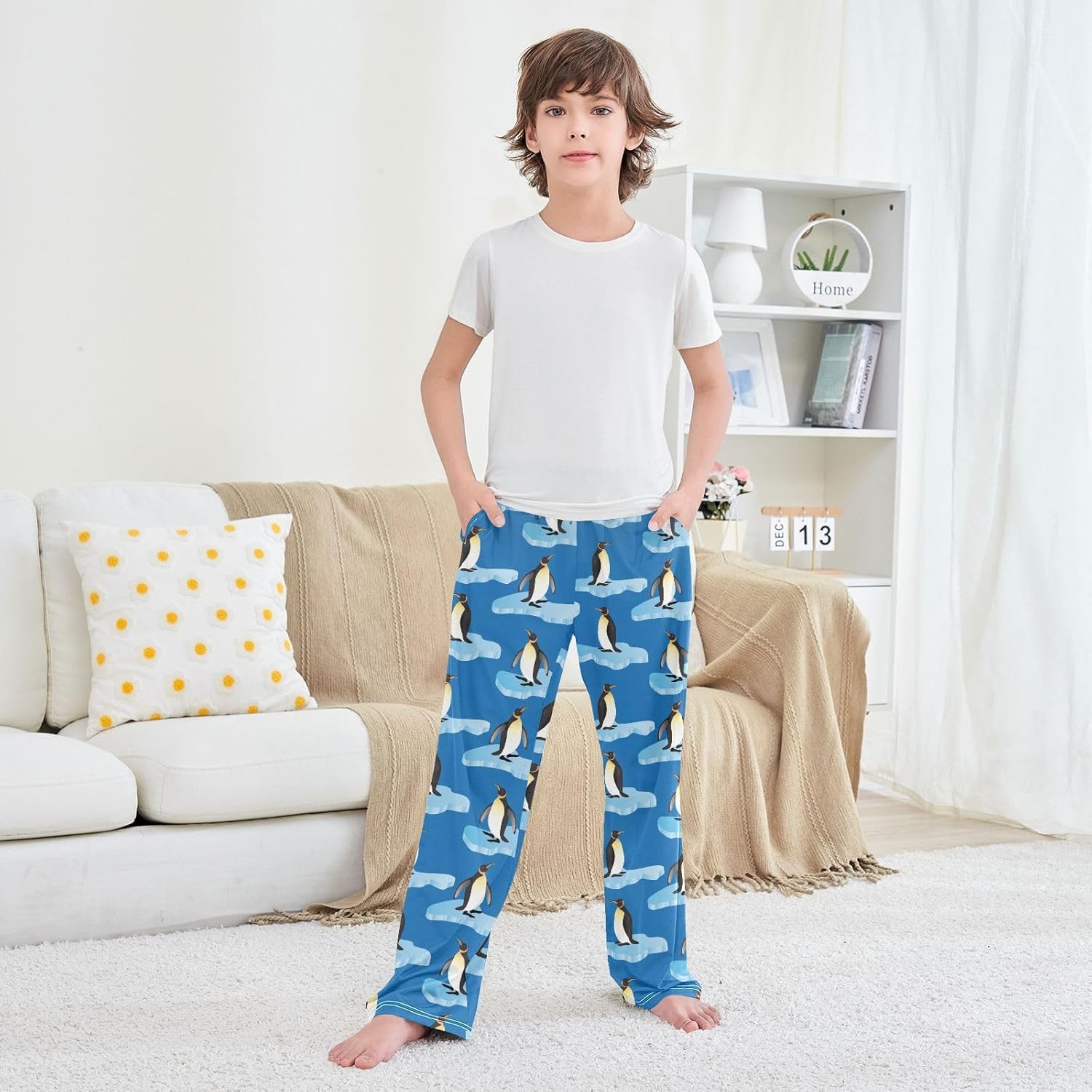 ZZXXB Cute Dalmatian Boys Long Pants Soft Trousers Elastic Waist Kids Lounge Bottoms with Pockets S-XL - Image 3
