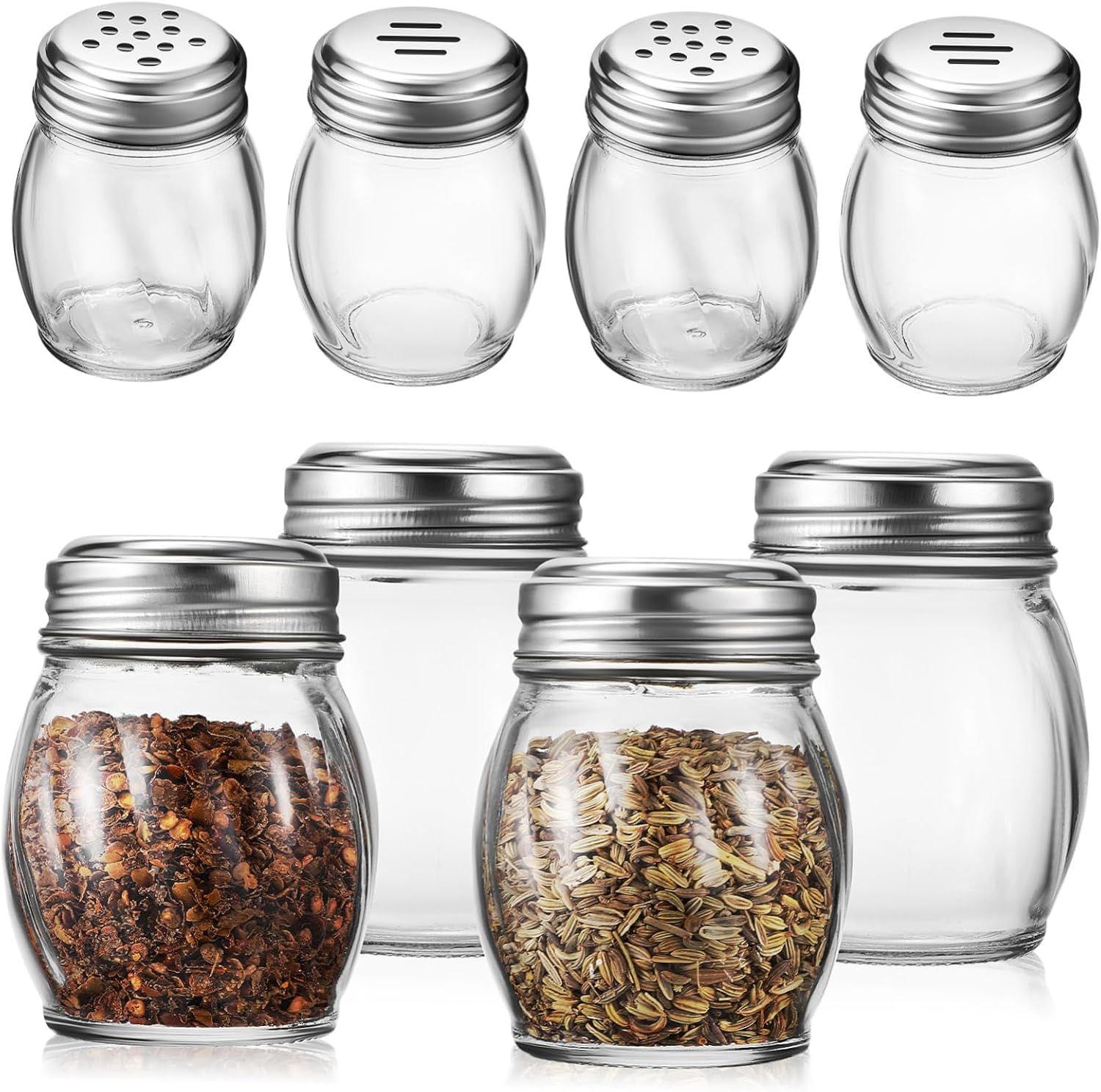 10pcs Glass Spice Jars for Seasoning Shaker Lids Sift Caps for Camping Use for Storing Paprika Salt Pepper Sugar