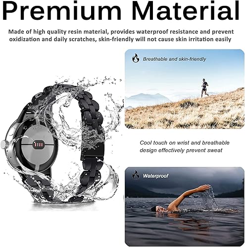 Miniatura 3 de Miimall Compatible con Google Pixel Watch 2, correa de resina ligera ajustable sin huecos con hebilla de metal de acero inoxidable correa de