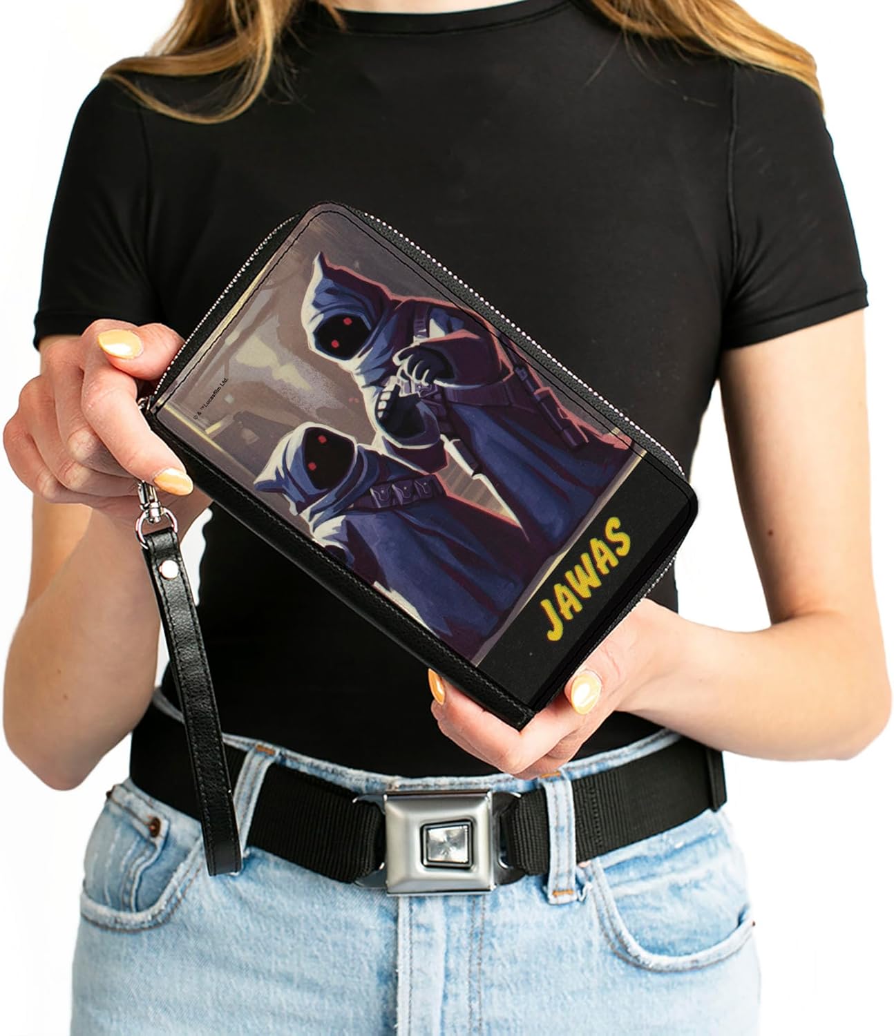 Buckle-Down Women's PU Zip Around Wallet Rectangle-Star Wars Jawa, 7.5"x4.5"