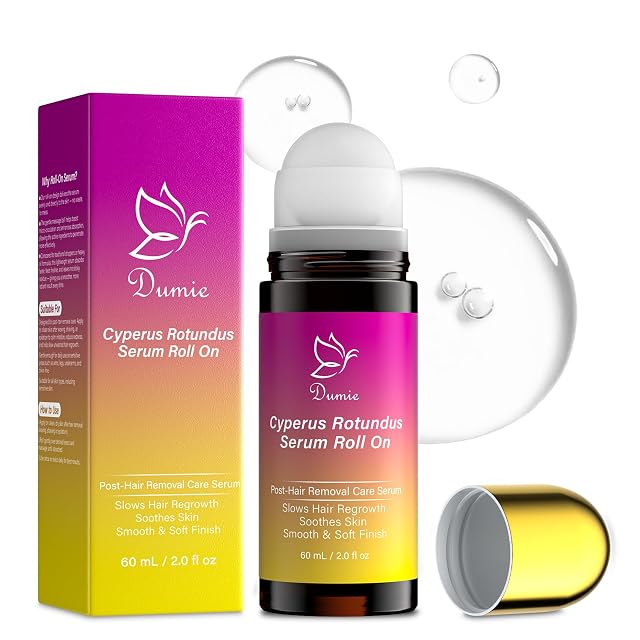 Cyperus Rotundus Serum Roll-On Ingrown Hair Razor Bump Treatment Natural Hair Growth Inhibitor Smoothing Solution for Sensitive Skin
