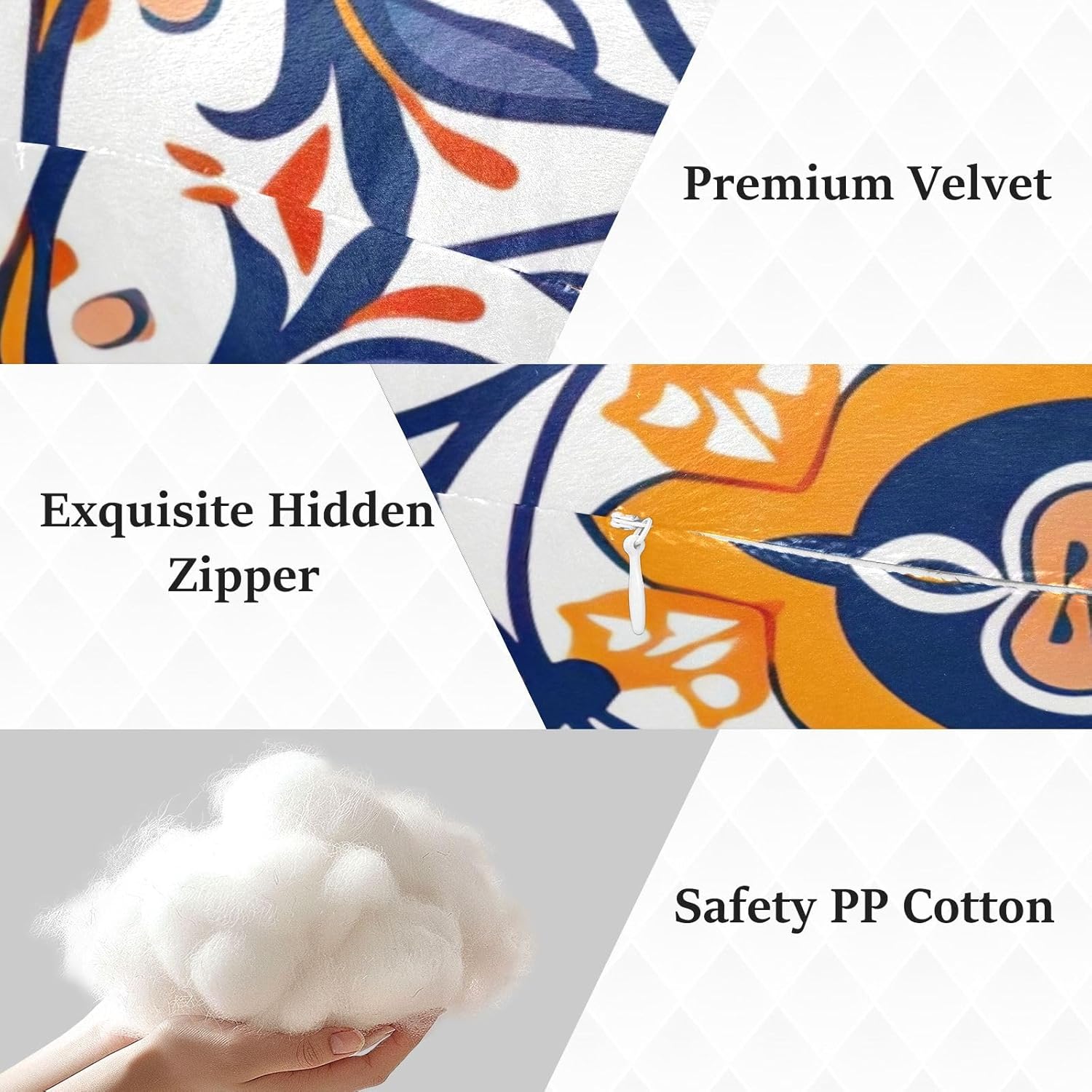 Morocco Tiles1 Human-Shaped Pillow Soft Body Pillows Washable Velvet Pillows for Anxiety Relief Sleeping Cuddling & Support