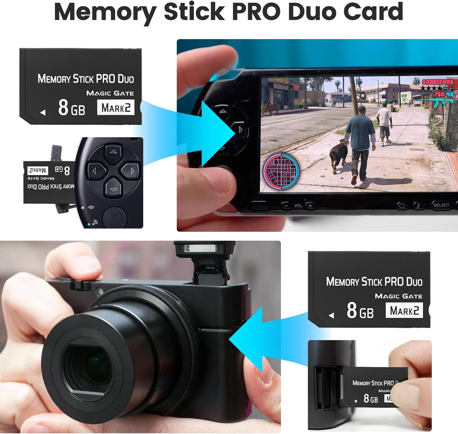 Original 8GB Memory Stick Pro Duo MARK2, High-Speed Memory Stick Duo Compatible with PSP1000 2000 3000 and Works for Cybershot DSC Camera Memory Stick Cards - Image 6