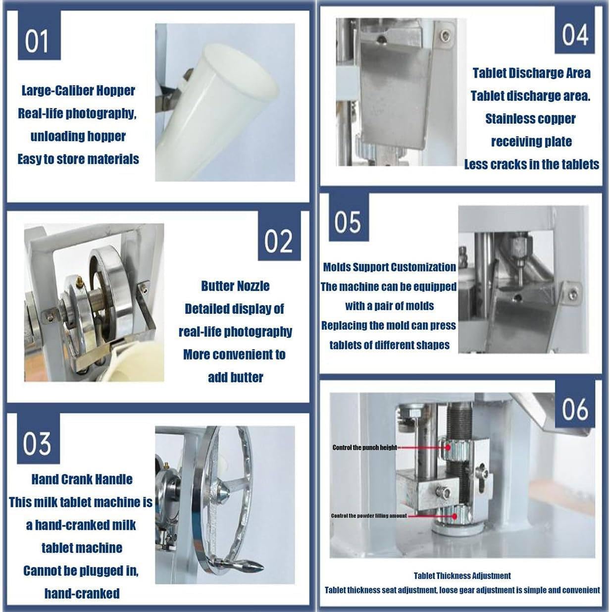 Prensa Manual para Tabletas, Prensa Industrial para Laboratorio, Prensa para Tabletas, 0-2000 Piezas/Hora, 12 Mm, Grosor Ajustable de 0-6 Mm, Herramienta para Bricolaje