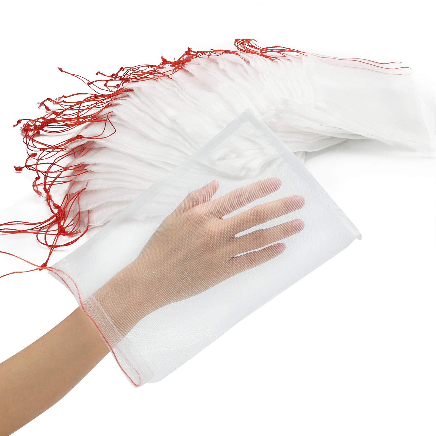 ENPOINT Fruit Protection Bags, 6 x 10 Inch Fruit Protect Bag Reusable Nylon Mesh Netting Barrier for Apple Peach, Vegetable Plant Seed Flower 100 Pack