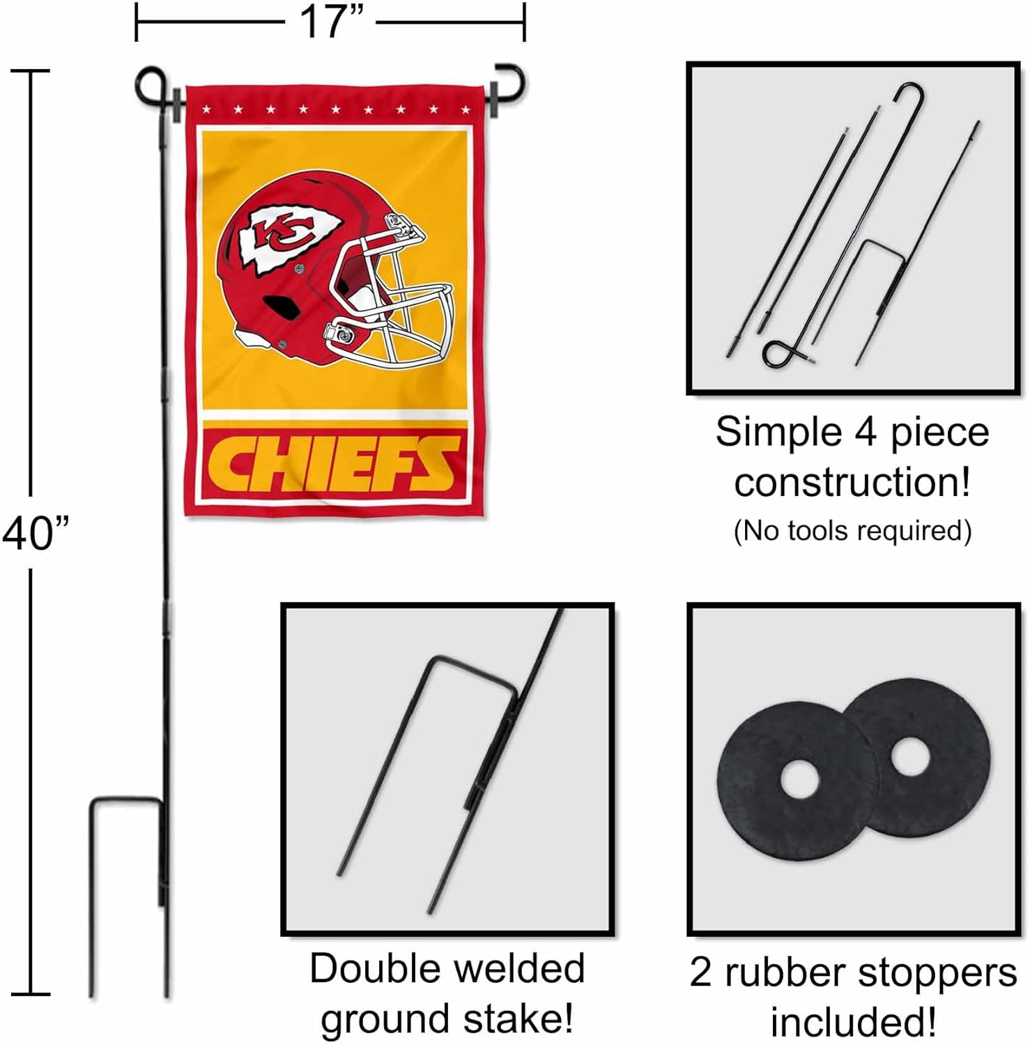 Kansas City Chiefs Football Garden Flag and Pole Stand Holder - Image 3