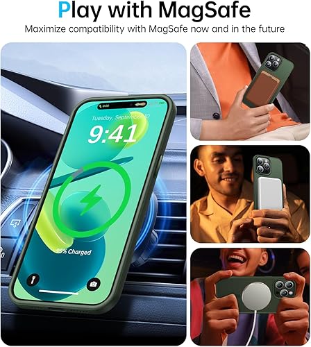 Miniatura 2 de Funda magnética para iPhone 13 Pro Max compatible con MagSafe probada en caídas de grado militar de 10 pies Funda delgada translúcida mate para