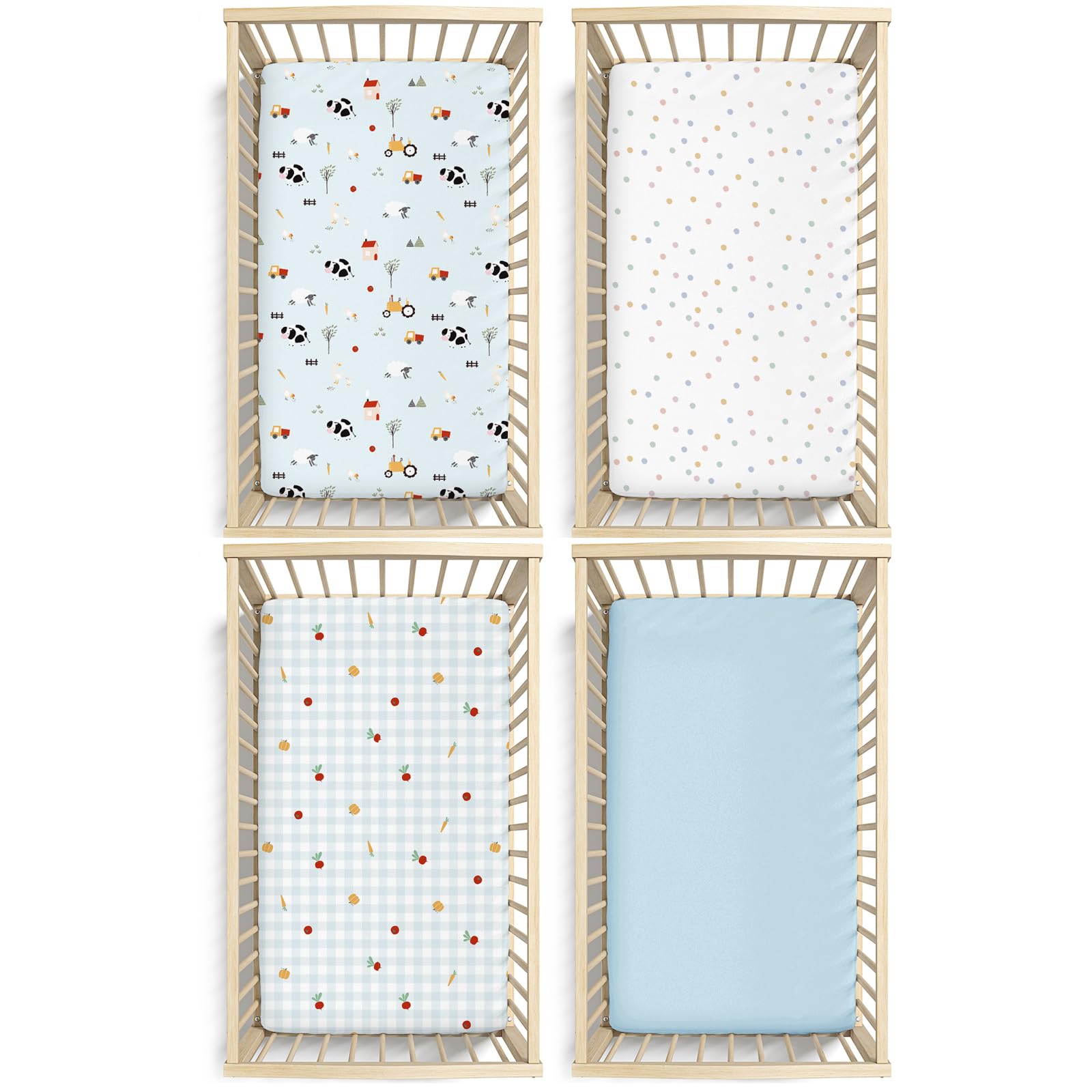 Little Grape Land 4 Pack Baby Cot Sheets 120 x 60 cm Fitted, Ultra Soft Breathable Microfiber Cot Bed Fitted Sheets - Image 4