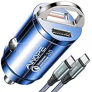 AINOPE 90W Super Fast Car Charger, Invisible USB C 45W Car Charger Fast Charging Type C, [Mini&Metal] Cigarette Lighter USB Adapter Fits iPhone 17 16 15 Pro Max Samsung Galaxy S25 Ultra S24, Blue