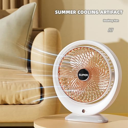 Miniatura 2 de Chchmu Ventilador de escritorio USB de 8 pulgadas, ventiladores de mesa de escritorio de 3 velocidades, ventilador silencioso personal con fuerte