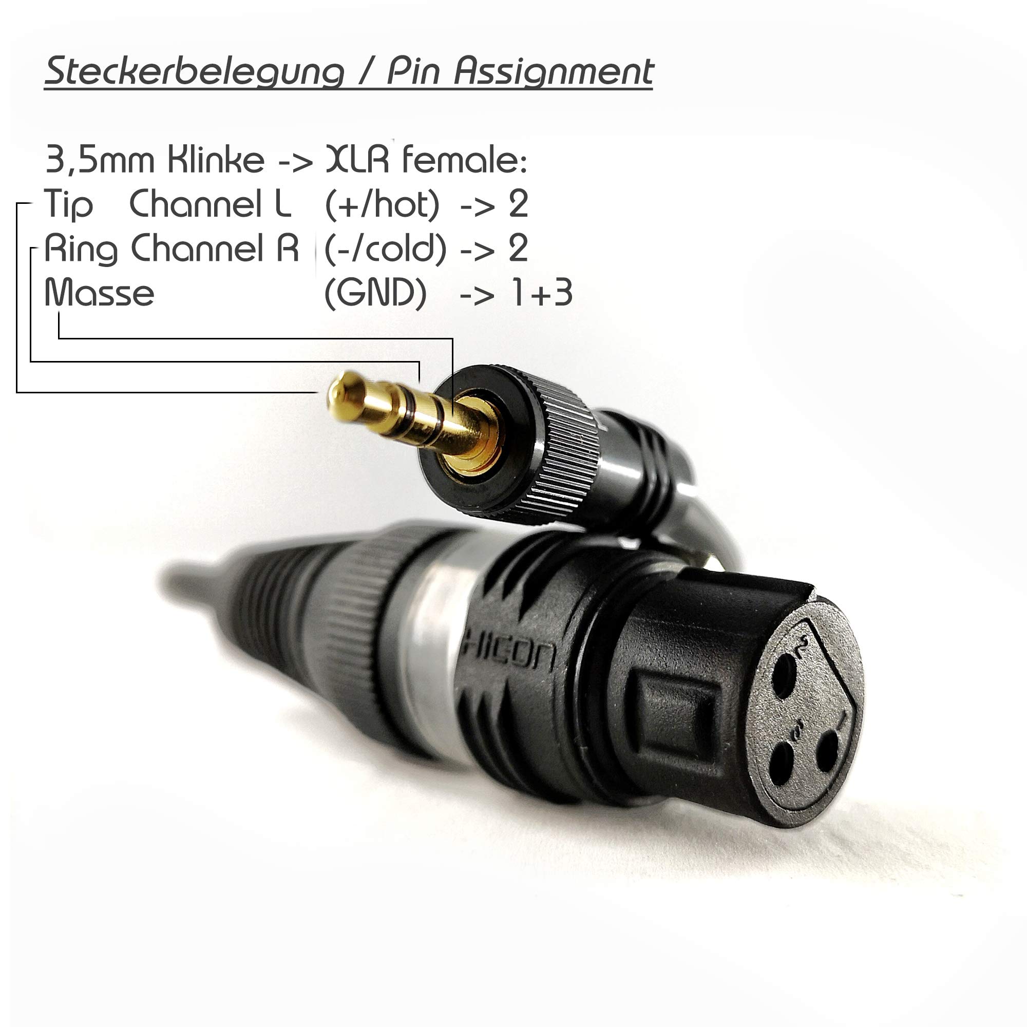 Cable de micrófono 10m conector mini jack 3.5 mm TRS a XLR conector/conector hembra para cámaras SLR, DSLR DSLM camcorder grabadora de audio con contactos dorados - SC-AK600-MF-1000