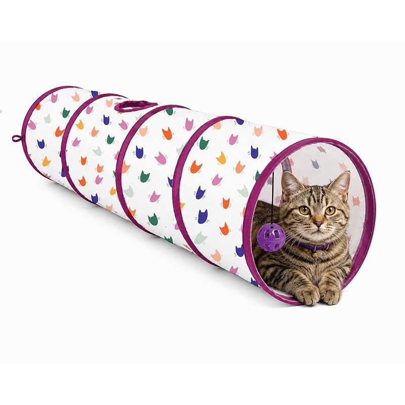 Túnel para gatos dobrável com brinquedo chocalho ASPCA, nylon, estampa Silhouette Printed
