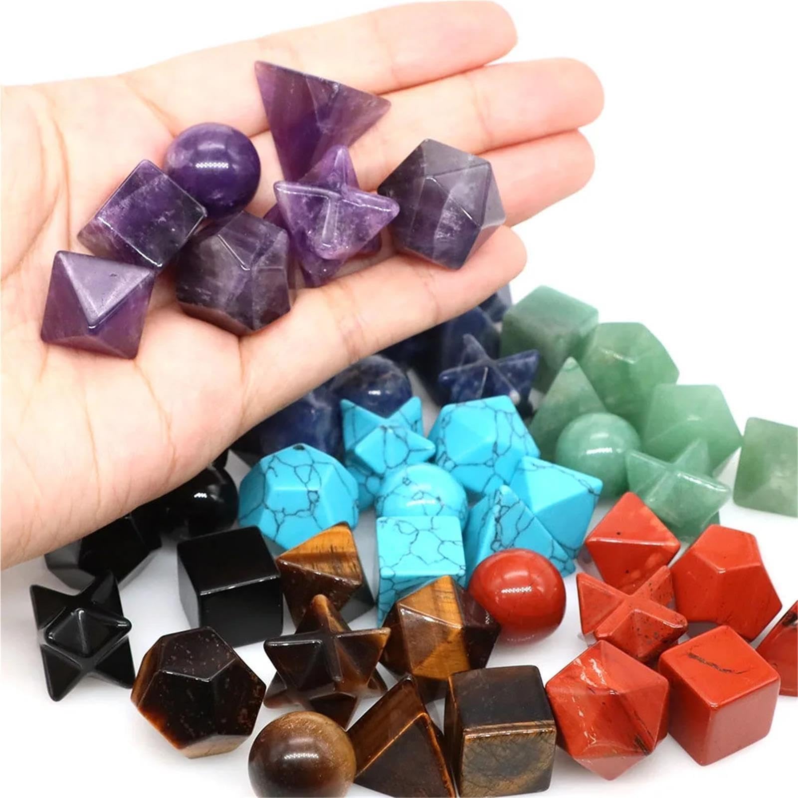 Conjunto de geometría cristal natural, kit piedra curativa