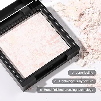 Highlighter Makeup Powder - Highly Pigmented Shimmer Baked Face Powder with Mirror, High End Glow,Cruelty Free, Vegan Hypoallergenic, Travel Friendly Size, 0.25 oz