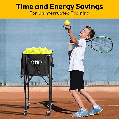 Miniatura 6 de A11N - Tolva de pelota de tenis de pickleball  Cesta resistente de gran capacidad para 120 pelotas, equipo de práctica de pickleball