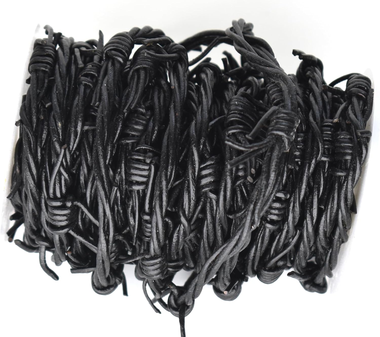 Black Fake Barbed Wire 3 Strand Braid of 1.8mm Round Leather Cord, 10 Meter (32.8 feet) by Greek Crafts