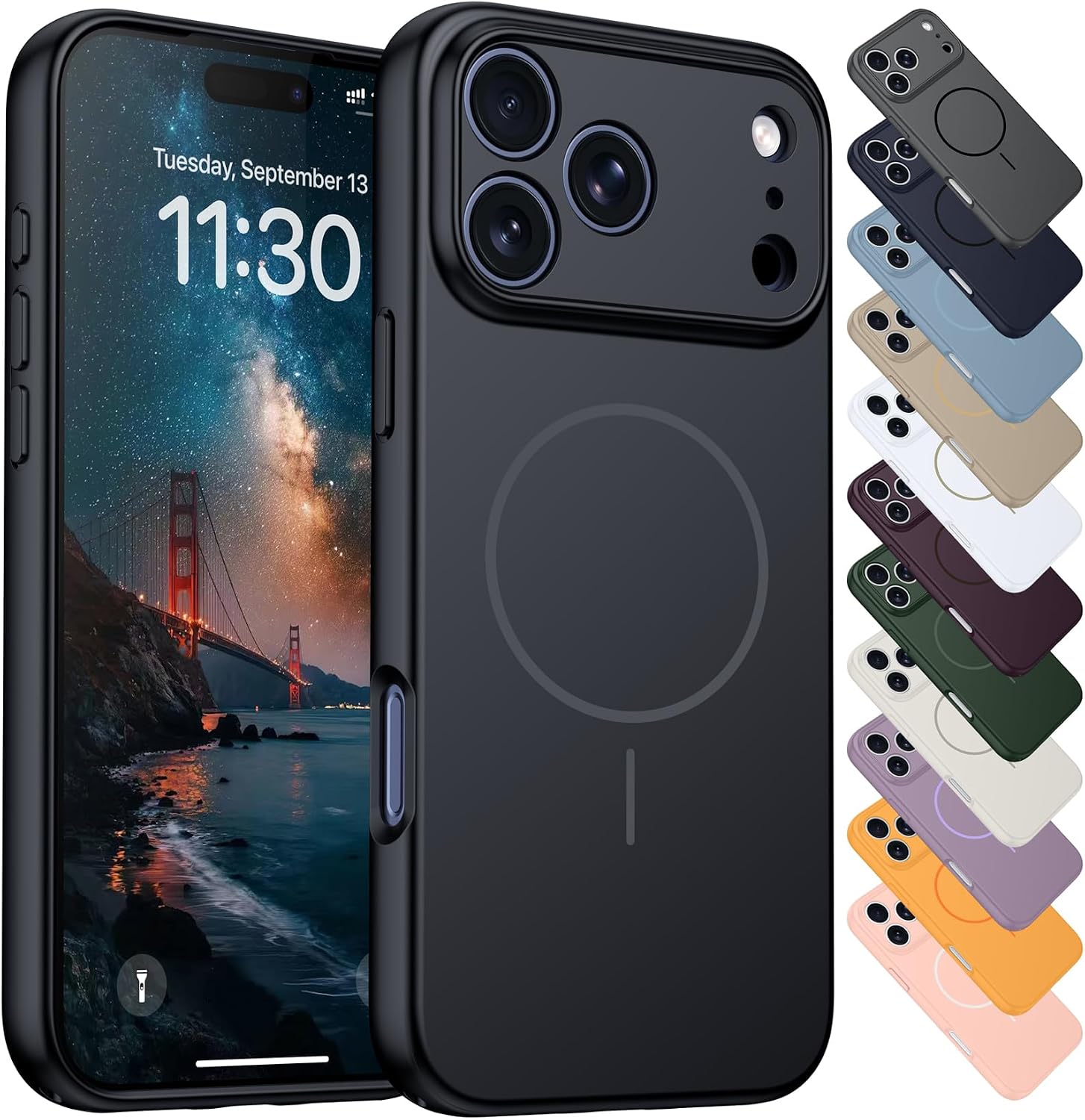 hitfine Magnetic for iPhone 17 Pro Max Case/iPhone 18 Pro Max Case,Black