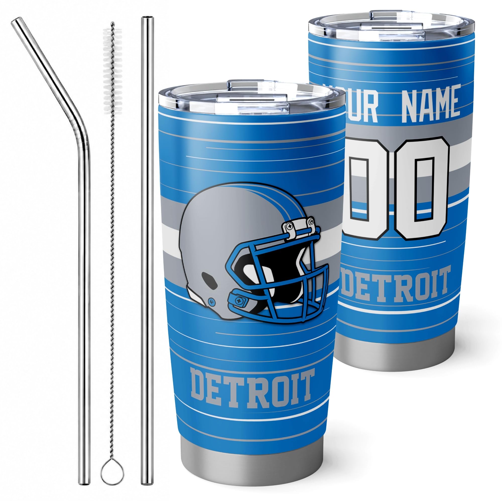 Detroit Tumbler 20oz Travel Mug Gifts Custom Name Number