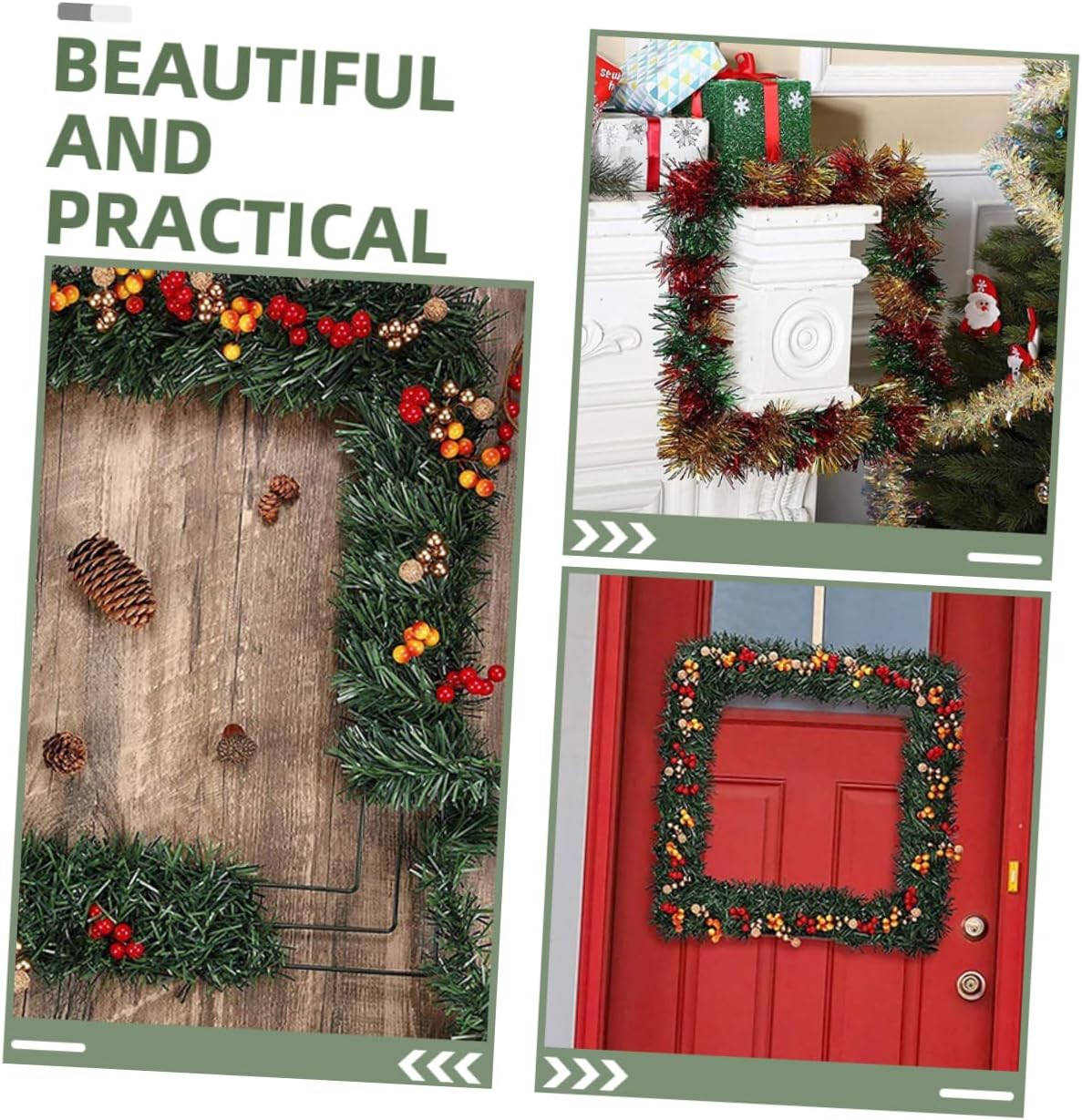 Garneck 3pcs Square Wreath Frame for Crafts Wire Wreath Making Tool for Home Wedding and Holiday Decor