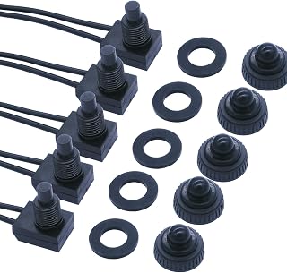 5pcs 12V Waterproof Push Button Switch Wired SPST On-Off Switches Black, Use for RV Motorcycle/Car MXU-kp-107