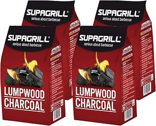 Supagrill Lumpwood Charcoal 16KG Hardwood Easy Light BBQ Barbeque Grill 4 x 4kg Bags